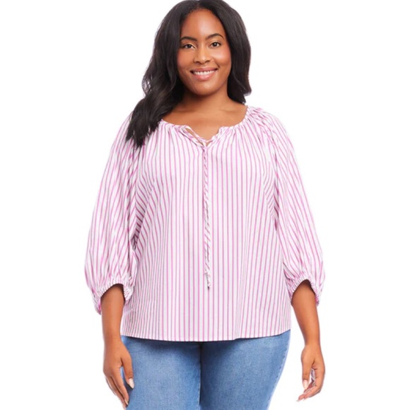 Karen Kane Plus Size Stripe Shirt - Picture 1 of 10